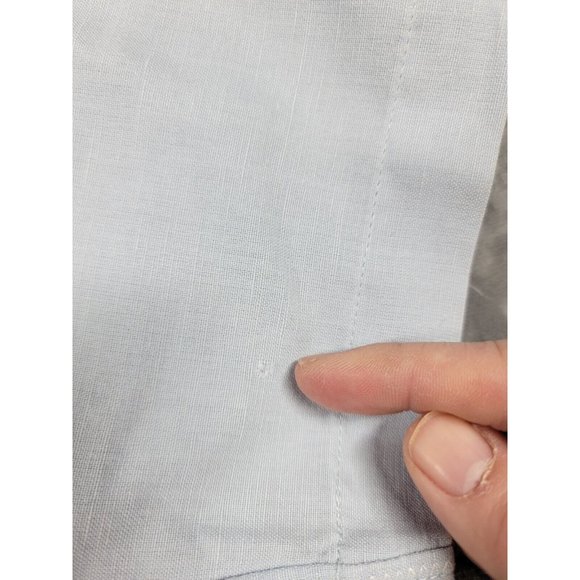 Tori Richards Hawaiian Embroidered Floral Button Up Blue Shirt 2xl Linen cotton - Picture 6 of 7